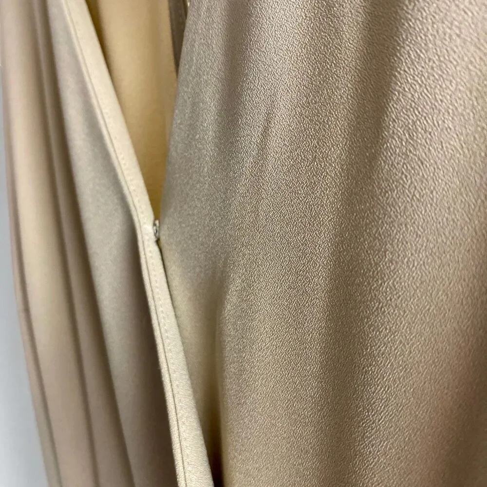NWT Cato Jumpsuit 14/16W Beige Tan Wide Leg Side Slit Button Accent Belted Wrap